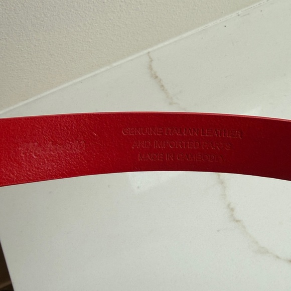 Madewell Red Leather Belt with Silver Buckle - Picture 2 of 4